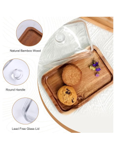 Plato de Mantequilla VivaBelle con Tapa de Vidrio 18.29x12.78cm 2