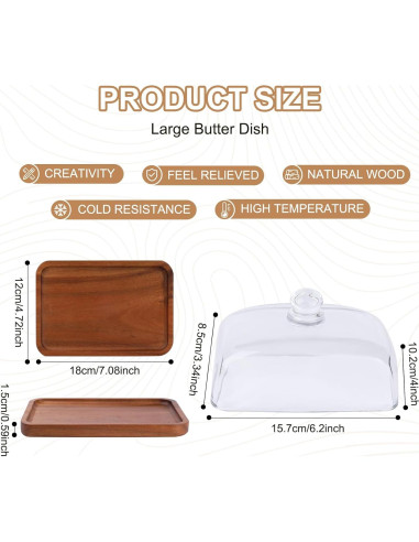 Plato de Mantequilla VivaBelle con Tapa de Vidrio 18.29x12.78cm