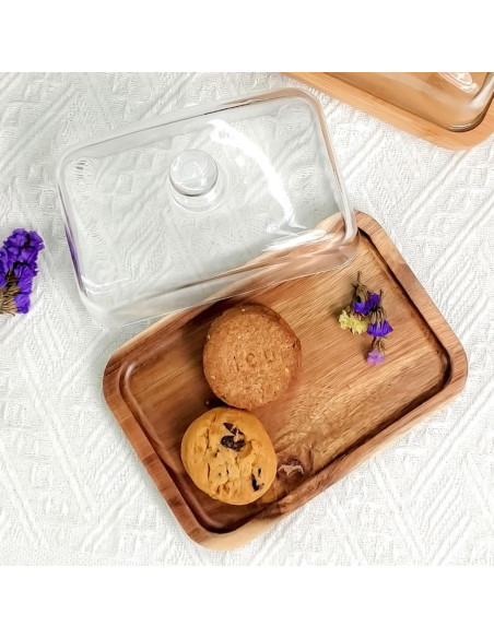 Plato de Mantequilla VivaBelle con Tapa de Vidrio 18.29x12.78cm