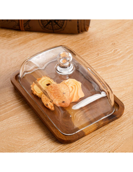 Plato de Mantequilla VivaBelle con Tapa de Vidrio 18.29x12.78cm