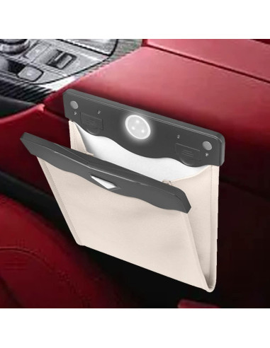 Bolsa de Basura para Auto BELOMI Beige, Cuero PU Impermeable