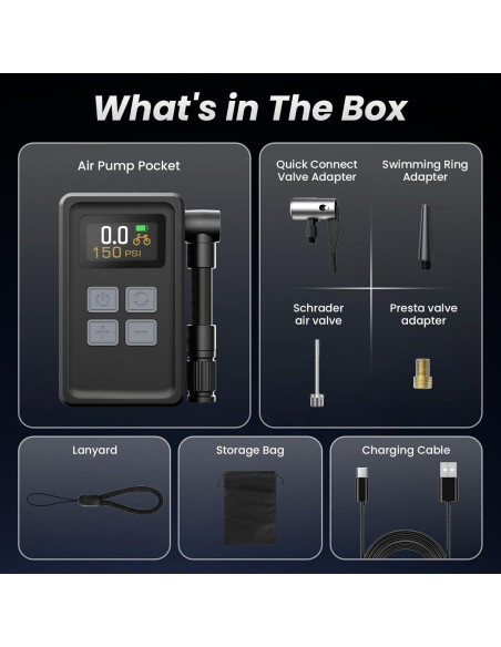 Mini Bomba de Bicicleta TOOLBOOX WK-BL01 150 PSI Portátil