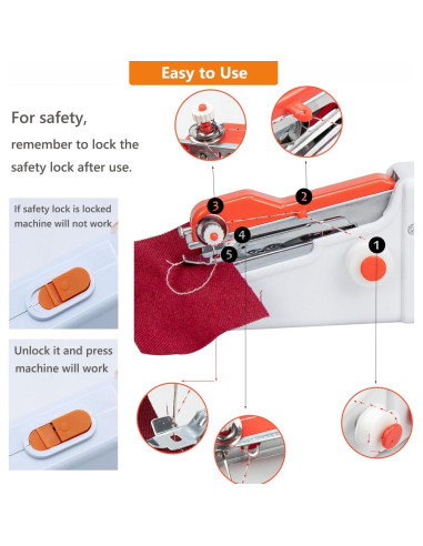 Máquina de Coser Portátil Mejorada con Kits de Costura - Naranja