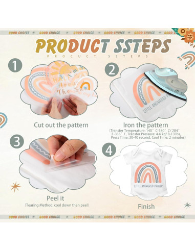 Calcomanías Transferibles Teling 36 Pcs Arcoíris para Baby Shower