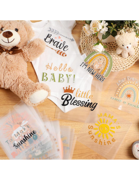 Calcomanías Transferibles Teling 36 Pcs Arcoíris para Baby Shower