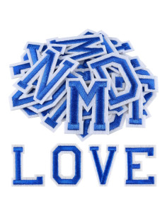 Parche de Letras Bordadas Morcheiong 78 Pcs Azul 5.08 cm