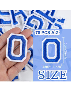 Parche de Letras Bordadas Morcheiong 78 Pcs Azul 5.08 cm 2