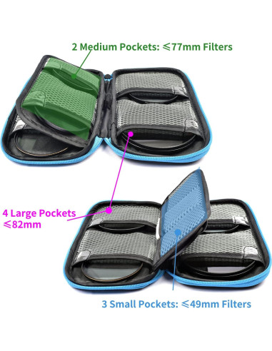 Funda para Filtros de Lente Acogedor 9 Bolsillos 30-82mm