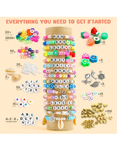 Kit de Pulseras DIY Sistenia - 3600 Piezas para Niñas