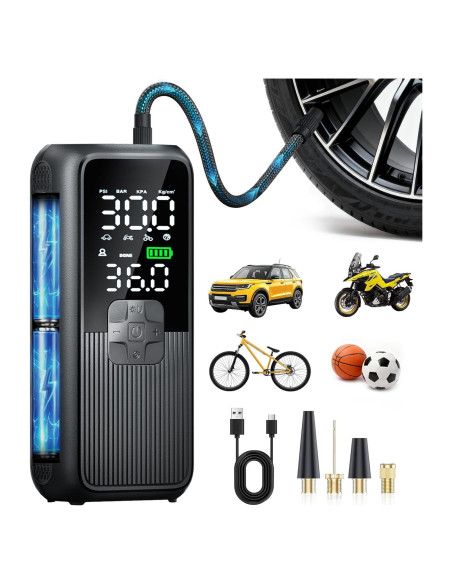 Compresor de Aire Portátil Anycash T05-E 150PSI con Luz LED