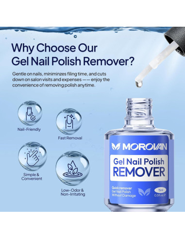 Removedor de Esmalte de Uñas en Gel Morovan 15ml Sin Acetona