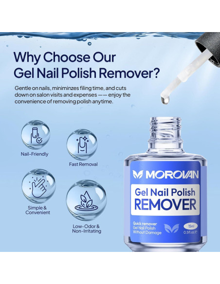 Removedor de Esmalte de Uñas en Gel Morovan 15ml Sin Acetona