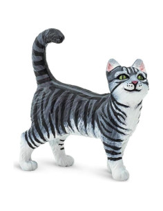 Figura de Gato Atigrado Gris Safari Ltd. 5 cm - Juguete Educativo