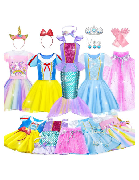 Vestido de Princesa para Niñas Tlooe - Disfraz 3-8 Años