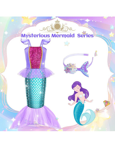 Vestido de Princesa para Niñas Tlooe - Disfraz 3-8 Años