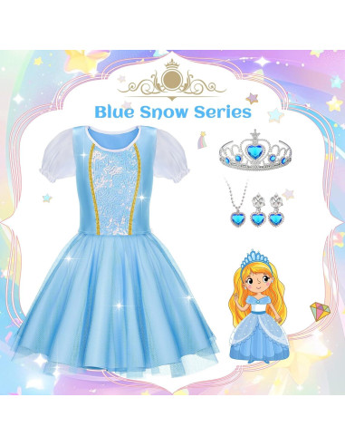 Vestido de Princesa para Niñas Tlooe - Disfraz 3-8 Años