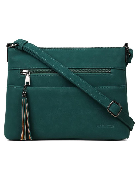 Bolso Cruzado Mediano MASINTOR Verde Vintage de Cuero Vegano