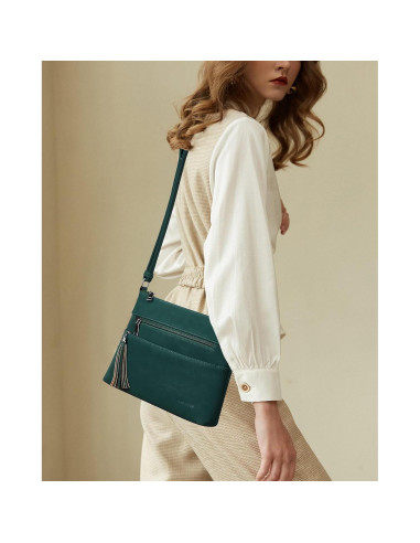 Bolso Cruzado Mediano MASINTOR Verde Vintage de Cuero Vegano