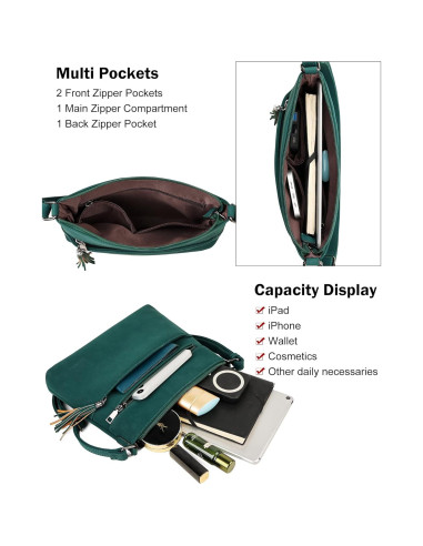 Bolso Cruzado Mediano MASINTOR Verde Vintage de Cuero Vegano