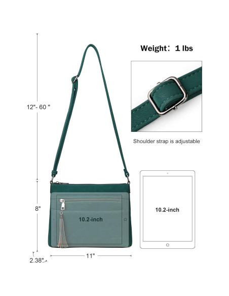 Bolso Cruzado Mediano MASINTOR Verde Vintage de Cuero Vegano