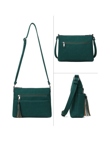Bolso Cruzado Mediano MASINTOR Verde Vintage de Cuero Vegano