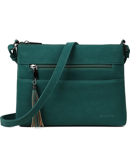 Bolso Cruzado Mediano MASINTOR Verde Vintage de Cuero Vegano