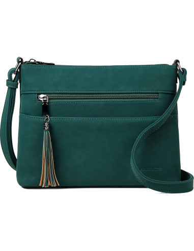 Bolso Cruzado Mediano MASINTOR Verde Vintage de Cuero Vegano