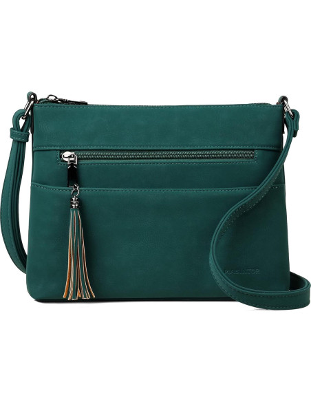 Bolso Cruzado Mediano MASINTOR Verde Vintage de Cuero Vegano