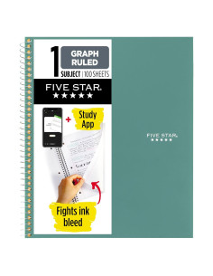 Cuaderno Espiral Five Star 1 Asignatura 100 Hojas Cuadriculado Verde