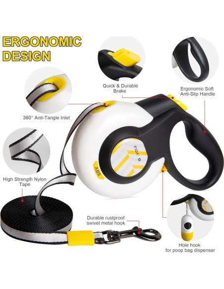 Correa Retráctil para Perros FIDA AutoBrake 4.88m Pequeña