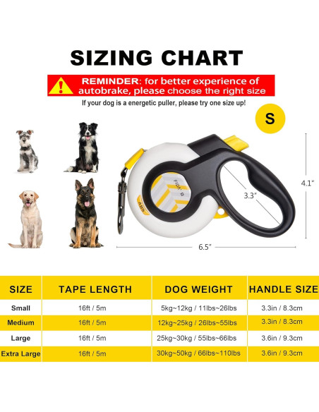 Correa Retráctil para Perros FIDA AutoBrake 4.88m Pequeña