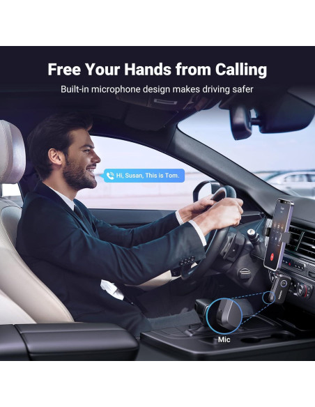 Adaptador Bluetooth UGREEN 5.4 Aux 3.5mm para Coche - 15H Batería