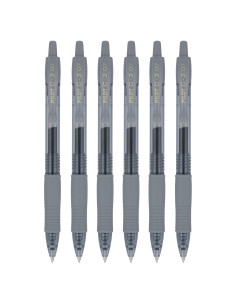 Bolígrafos de Gel Pilot G2 Premium 0.7mm Retráctiles Gris - 6 Unidades