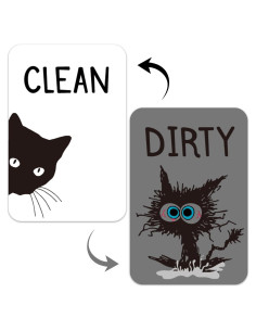 Imán de Lavavajillas PZJIEAN Gato Negro Doble Cara 8.9x5.6cm