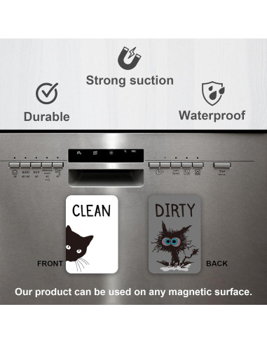 Imán de Lavavajillas PZJIEAN Gato Negro Doble Cara 8.9x5.6cm