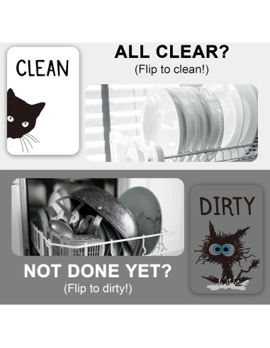 Imán de Lavavajillas PZJIEAN Gato Negro Doble Cara 8.9x5.6cm