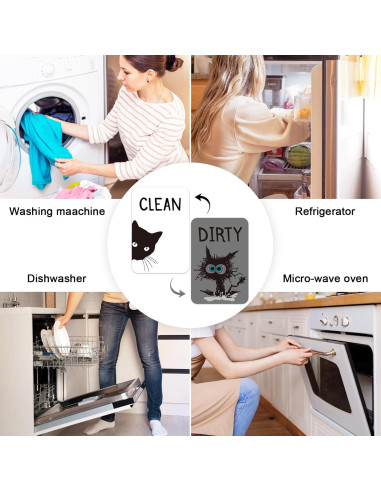 Imán de Lavavajillas PZJIEAN Gato Negro Doble Cara 8.9x5.6cm
