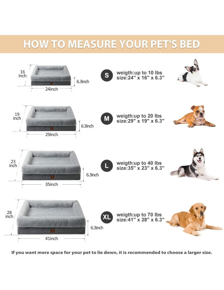 Cama para Perros BFPETHOME Mediana Lavable Impermeable 74x48 cm