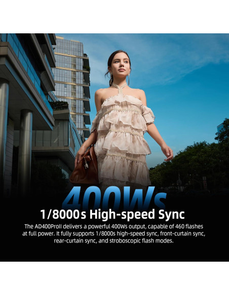 Flash Estroboscópico Godox AD400Pro II 400Ws Inalámbrico TTL