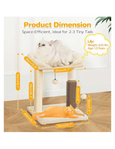 Torre para Gatos Pequeños Made4Pets 50.8 cm Beige 4 en 1