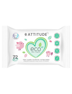 Toallitas Húmedas Biodegradables ATTITUDE 72 Unidades Sin Fragancia