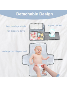 Almohadilla Portátil para Cambiar Pañales LANDICI Gris 92x30cm 2