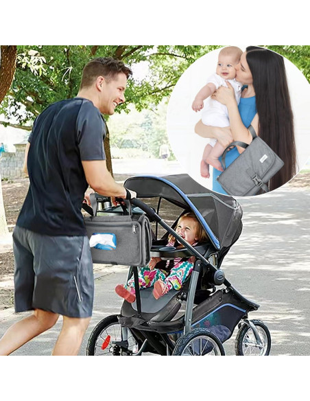 Almohadilla Portátil para Cambiar Pañales LANDICI Gris 92x30cm