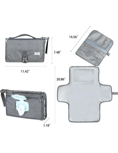 Almohadilla Portátil para Cambiar Pañales LANDICI Gris 92x30cm