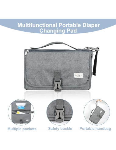 Almohadilla Portátil para Cambiar Pañales LANDICI Gris 92x30cm