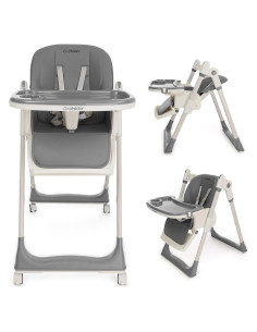 Silla Alta Plegable 3-en-1 Cochildor - Ajustable, Reclinable, Gris