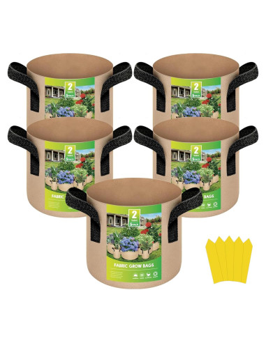 Bolsas de Cultivo YSSOA 5-Pack 7.6L Tela No Tejida