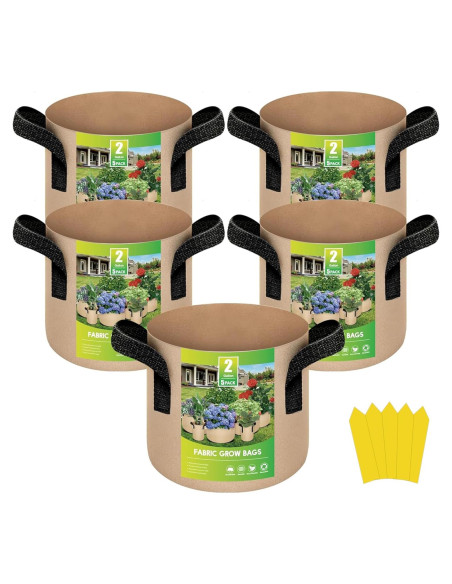 Bolsas de Cultivo YSSOA 5-Pack 7.6L Tela No Tejida
