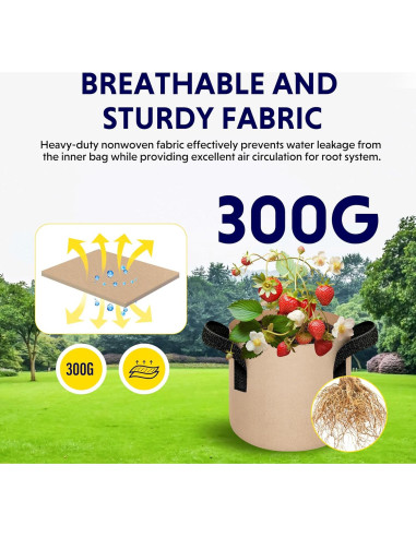 Bolsas de Cultivo YSSOA 5-Pack 7.6L Tela No Tejida