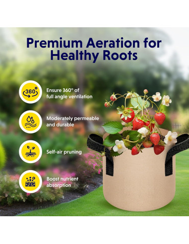 Bolsas de Cultivo YSSOA 5-Pack 7.6L Tela No Tejida